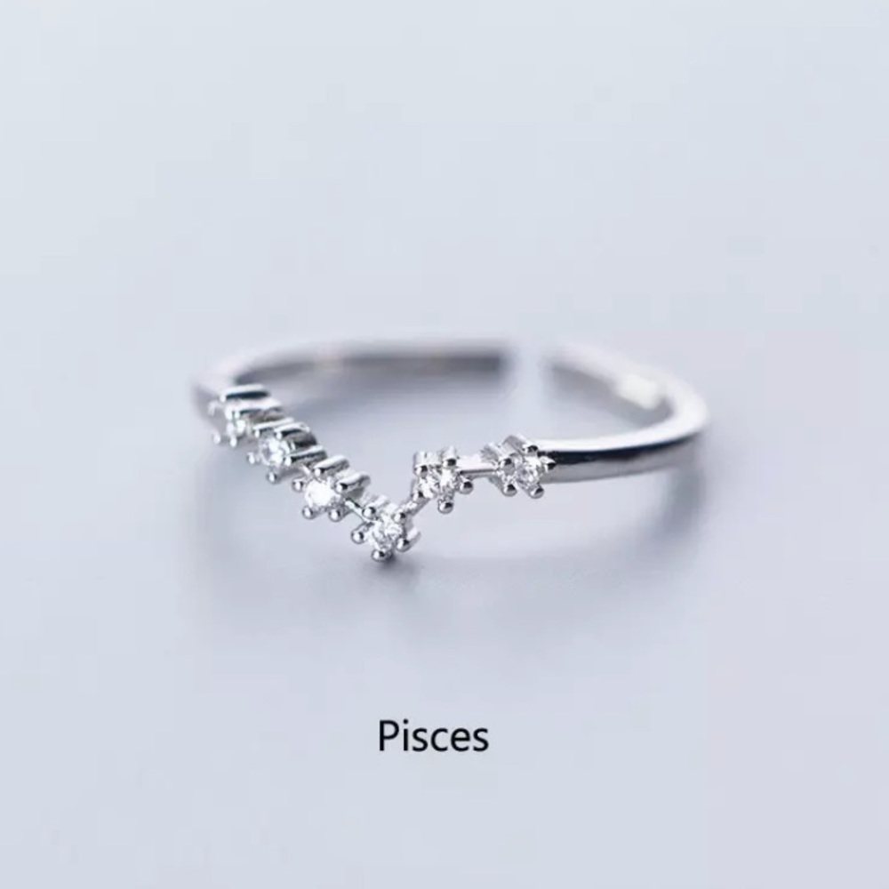 New Pisces Constellation Sterling Silver 925 adjustable Ring